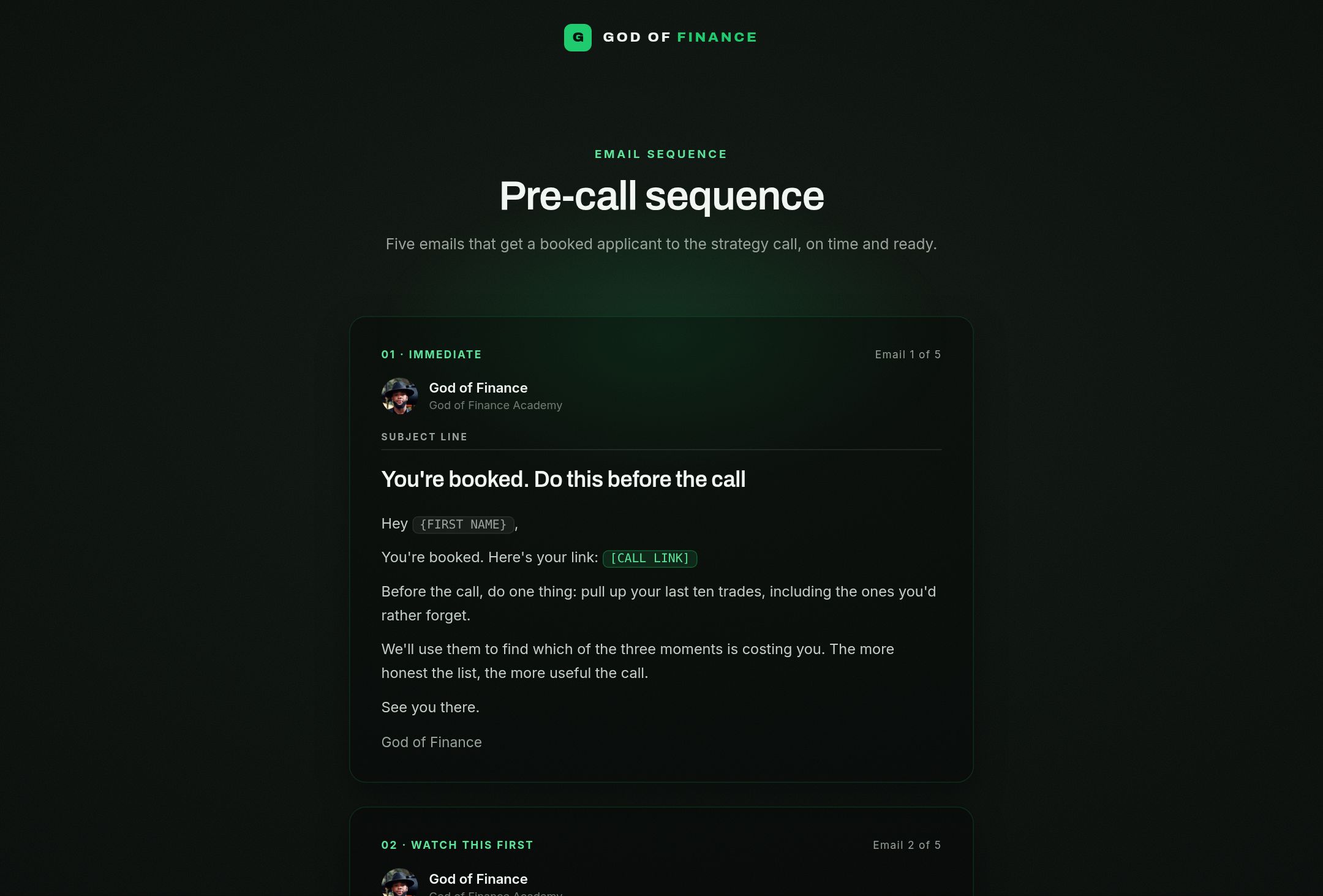 Pre-call sequence preview